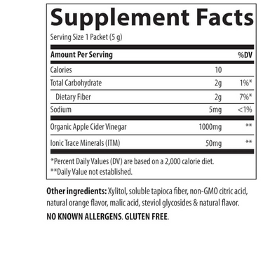 Organic Apple Cider Vinegar Pak - Orange Effervescent Flavor